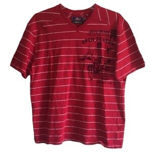 Akoo Men’s Red Striped V-Neck Tee